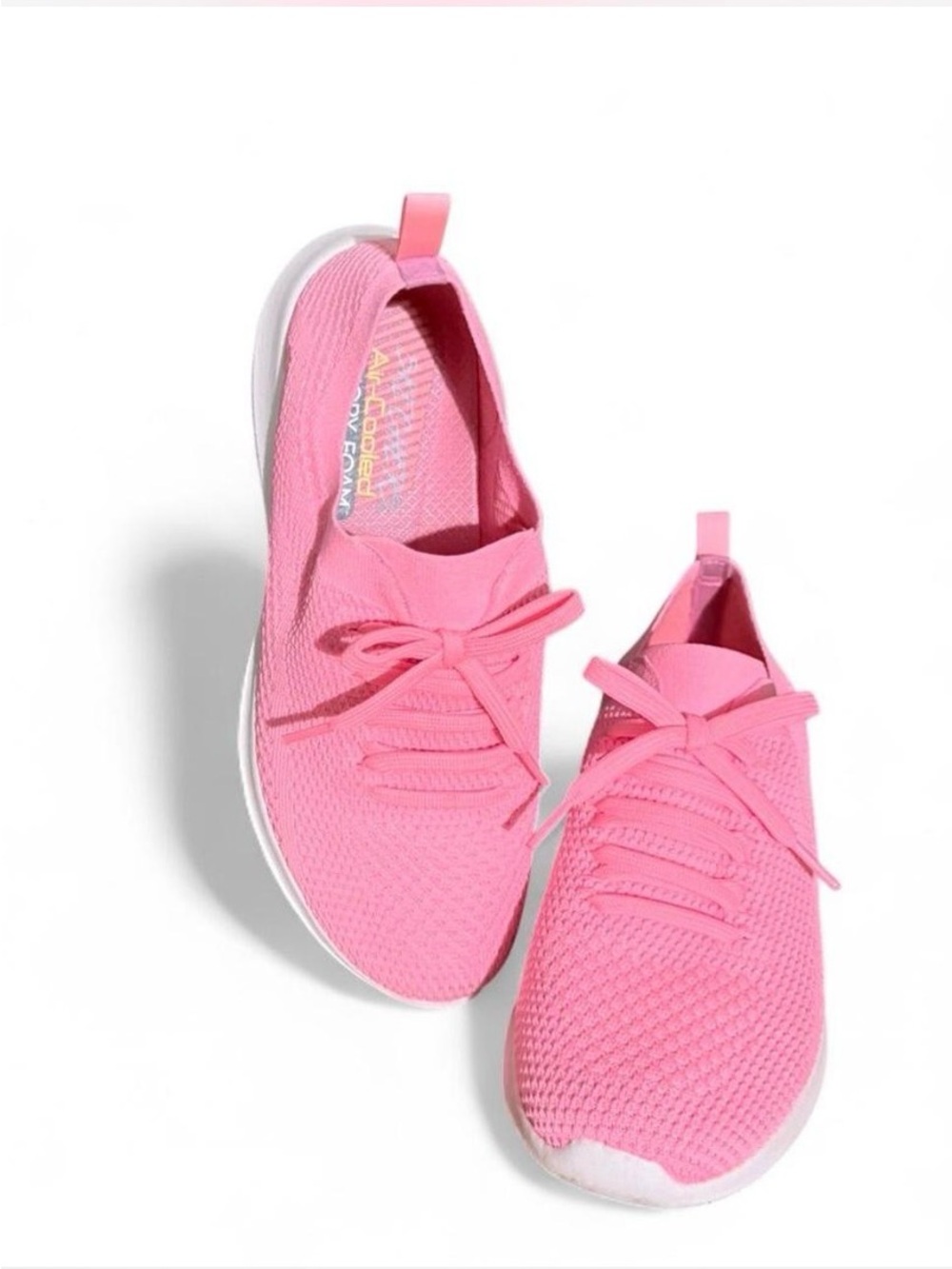 Skechers women Bright Pink Knit Slip-On Athletic Sneakers